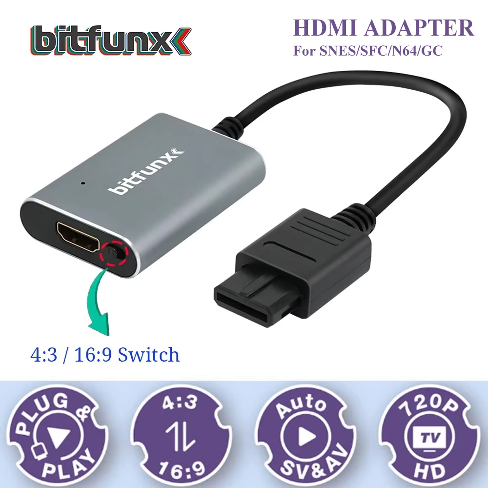Gaming Console Tv - Bitfunx 720P Svideo/AV naar HDMI Adapter