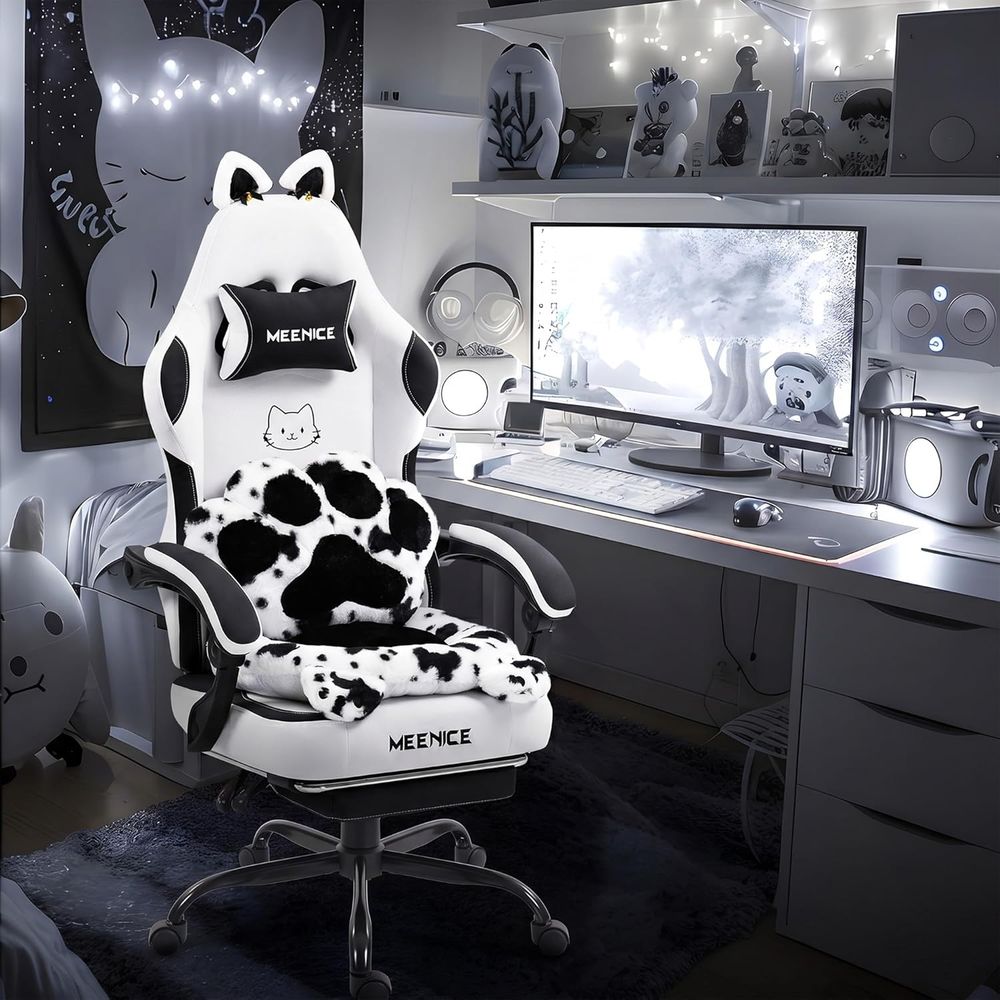 Gaming Chair Cushion - Gamingstoel Schattig met kattenoren, lendensteun en