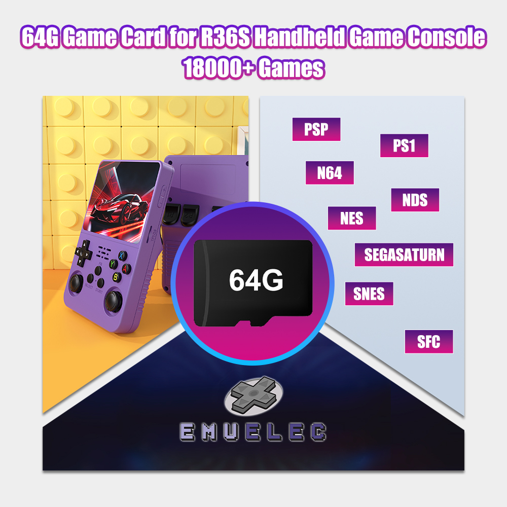 Gaming Console Handheld Retro - 64G Game TF-kaart voor R36S Video