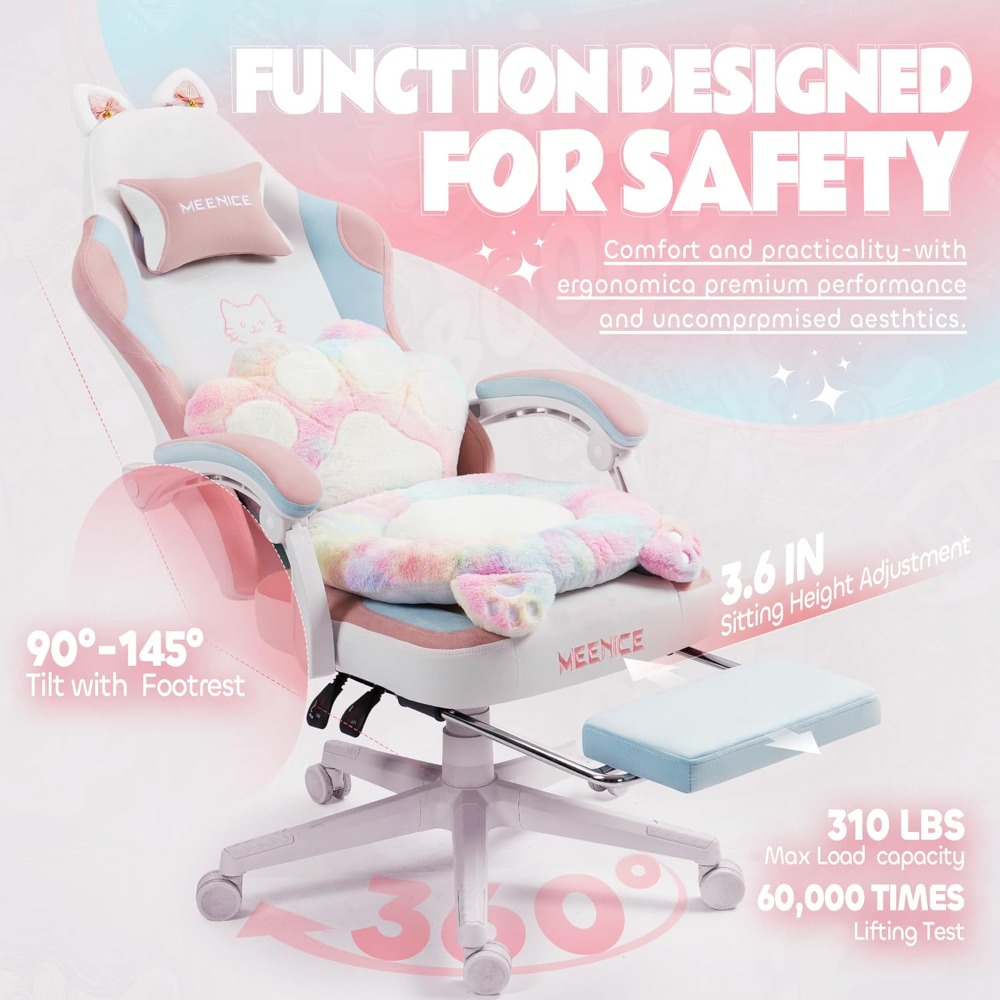 Gamingstoel Leuk met kattenore - Gaming Chair Cushion recensie en prijs