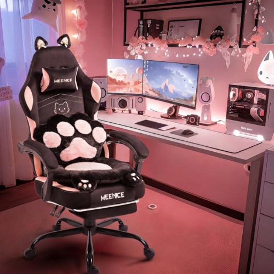 Roze gamingstoel met kattenore - Gaming Chair Cushion recensie en prijs