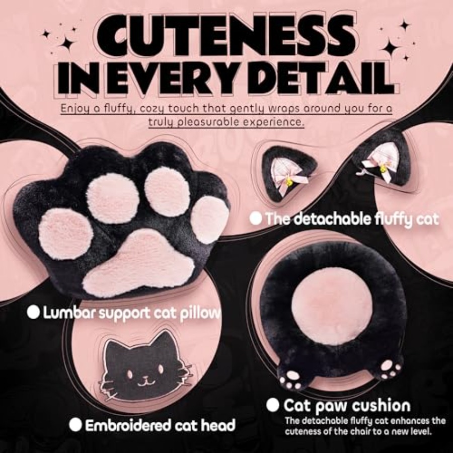 Roze gamingstoel met kattenore - Gaming Chair Cushion recensie en prijs